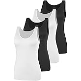 AMVELOP Basic Tank Top for Women Undershirts Sleeveless Layering Tank Top 2-4 Pack