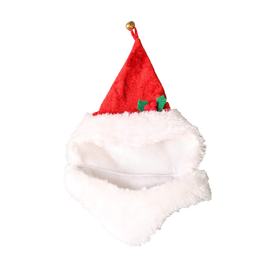 POPETPOP Dog Santa Hat Cat Beard Cap Pet Christmas Photo Props Xmas Pet Cosplay Hat for Cat Dog Puppy