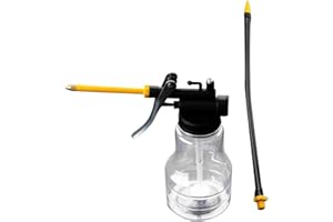 Ronyme Oil Can Transparent Hand Oil Can Manual Oiling Thumb Pump Tool Metal Spout Bottle High Pressure Oiler for with Rigid a