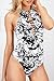 CUPSHE Women's Printing Lace up Halter Padding Halter One-Piece Swimsuit