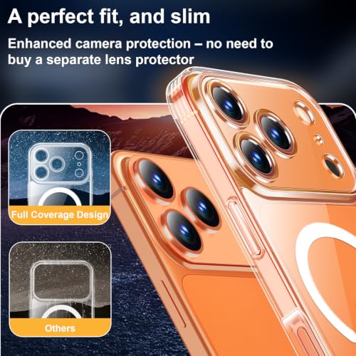 Yohii Funda Magnética para iPhone 17 Pro MAX 6,9 Pulgadas Compatible MagSafe con 2 Piezas Cristal Templado, Protección De Cámara Carcasa Militar Antigolpes Resistente Arañazos, Transparente