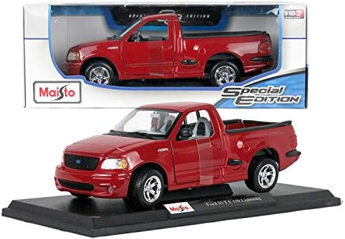 Maisto Special Edition Series 1:18 Scale Die Cast Car - Red Pick-Up Truck Ford SVT F-150 Lightning (Car Dimension: 9-1/2" x 4" x 3-1/2")