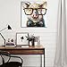 SEVEN WALL ARTS--Modern Animal Cute Smart Pig Wears Glasses with The Starry Night View Artwork for Living Room Bedroom Kids Room Ready to Hang 32 x 32 Inch
