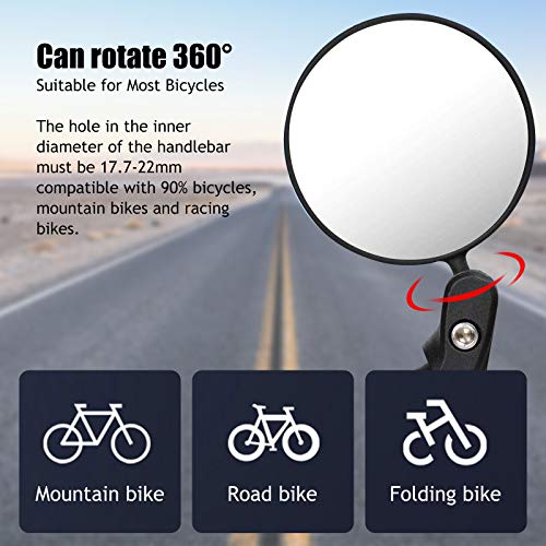 EUNEWR 2 stuks fietsspiegels, universeel, verstelbaar, 360° groothoek, voor 17,4-22 mm vlakke fietsstuur, voor kinderen… - Image 3