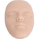 Silicone Makeup Mannequin Face Reusable Silicone Practice Board, Complete Makeup Brush Set, Portable Training Tool for Makeup Application Practice (Medium Skin Color)