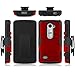 LG Leon Case, LG Power Case, LG Destiny Case,EC™ Hybrid Dual Layer Combo Armor Protective Case Cover with Kickstand and Locking Belt Swivel Clip for LG Tribute 2/ LG Leon LTE C40 (Red+Black)