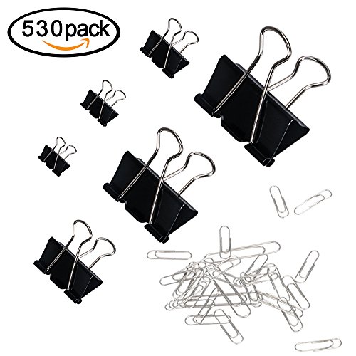 VIPITH 80PCS Binder Clips Paper Clamp Clips Jar Assorted Six Sizes