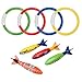 Alasida 8PCS Underwater Swimming Pool Toys Rings Dive Throw Torpedo Bandits Sets