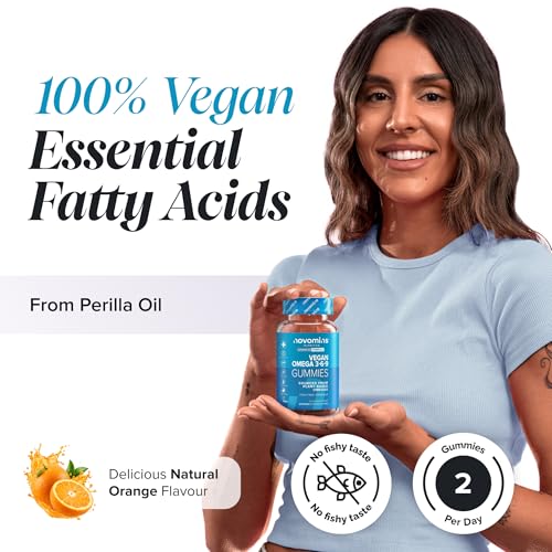 Omega 3 6 9 Gummies - Vegan Omega 3 - Alternative to Omega 3 Fish Oil & Omega 3 Capsules High Strength - 1 Month Supply - Supports Heart, Brain & Eye Health - 60 Gummies - Novomins