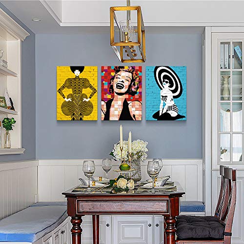 Red yellow blue Abstract character Canvas Wall Art Paintings for Living Room Wall Artworks inspiration Pictures Woman Bedroom Decoration, 16x24 inch/piece, 3 Panels Home bathroom Wall decor posters - Thumbnail 4