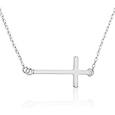 Cross Choker Necklace for Women 925 Sterling Silver Sideways Cross Necklace Minimal Everyday Jewelry Gift