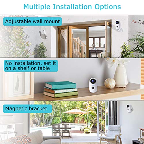 25fps Wireless Rechargeable Battery-Powered Solar Security Camera for Home Outdoor/Indoor, Ctronics WiFi Security Camera System with 1080P HDR, PIR Motion Detection, Night Vision, 2-Way Audio, IP66