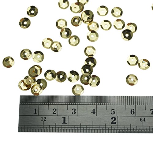 Bilipala Bulk Gold Sequins, Iridescent Spangles For DIY Crafts, Embroidery, 6mm, About 3000 Pieces