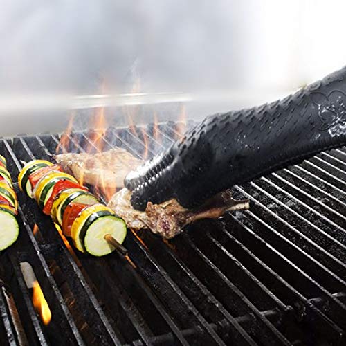 Grill Pigs BBQ Oven Gloves Heat Resistant Oven Mitts Lifetime Replacement Silicone Kitchen Gloves for Grilling or Cooking Waterproof Pot Holder Best Barbecue Hot Food Handling Set of 2