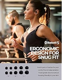 Auriculares Bluetooth True inalámbricos Linklike Classic 8 Bluetooth 5.0 in ear TWS con micrófono profundo graves rápido de emparejamiento, IP67 resistente al sudor 30H funda de carga de ruido aislante auriculares   negro