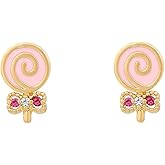 CZ Mini Lollipop Crystal Stud Earrings for Women Teen Girls 925 Sterling Silver Post Pin Cubic Zirconia Gold-Toned Cartilage Charm Fashion Cute Candies Earring Birthday Easter Jewelry for Daughter