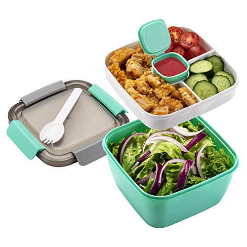 Freshmage Salad Lunch Container To Go, 52oz Salad Bowls with 3