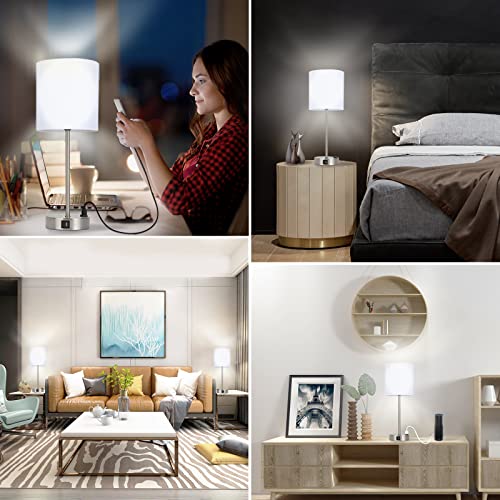 YAMEIWAN Bedside Lamps Set 2, 3 Way Full Dimming lamp with USB Ports