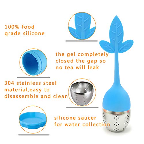 5 pack Loose Leaf Tea Infuser,Stainless Steel Fine Mesh Loose Tea Strainer with Anti Heat Silicone Handle,Perfect Tea Balls Tea Strainers By Korty (Random Color)