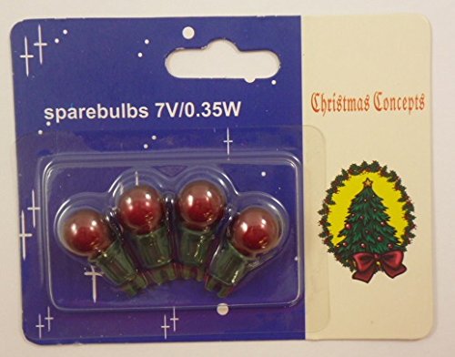 MRS CHRISTMAS 4 Red Push In Spare Bulbs for 140 Berry Light Set 7v 0.35w
