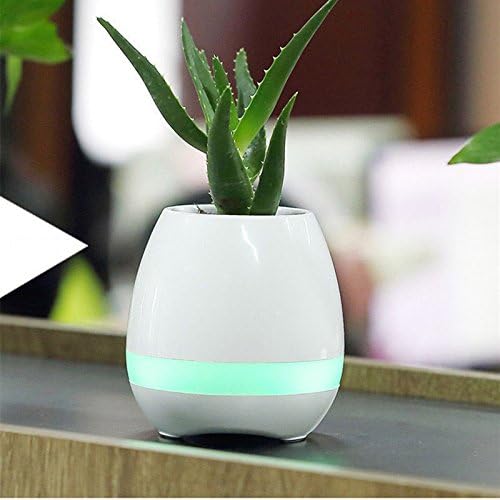 Singing Flowerpot Wireless Bluetooth Speaker with Touch Plant Piano Music Playing for Office and Home (White)