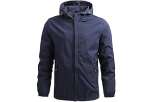 Men's Lightweight Windbreaker Jacket - Water-Resistant Softshell Coat, Warm Fleece Lined for Hiking, Travel and Casual Skiing