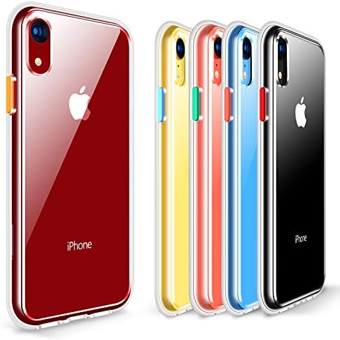 RANVOO Clear iPhone XR Case with Colorful Button Options, Military Grade Drop Protection, Shockproof and Scratch Resistant, Flexible TPU Bumper and Transparent Hard Cover