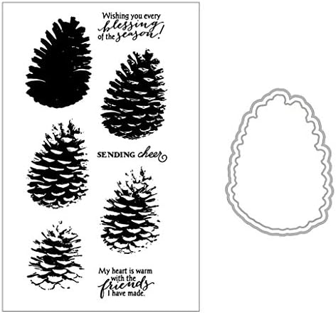 ShapeW Pine Cone Metal Cutting Dies Stamp Stencils DIY Scrapbooking Photo Album Decor Cards (Clear Stamp+Dies Cutting)