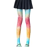 mdgfge Rainbow Heart Patterned Fishnets Colorful High Waist Sexy Pantyhose Tights Sheer Mesh Hollow Out Cute Transparent Fishnet Stockings for Women Rainbow Pride Day Party Outfit Accessories