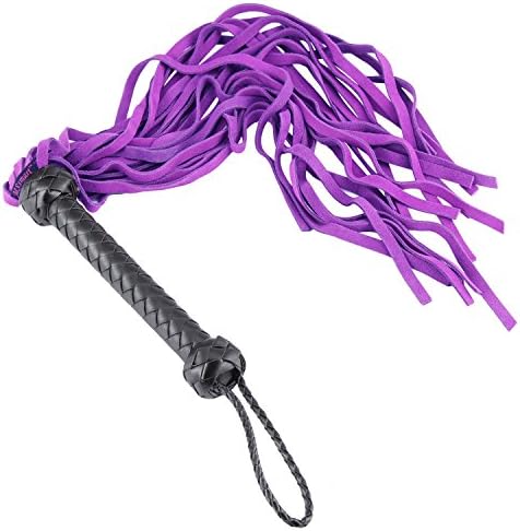 MSsmart (TM) Soft Suede Leather Floggers and Whips for Couples Role Play Kit (Purple Braided)