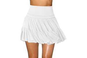 HRAGC Women's Mini Skirt Skort Flowy Pleated High Waisted Ruffle Tennis Skirts for Women Athletic Skater Golf with Shorts Pockets