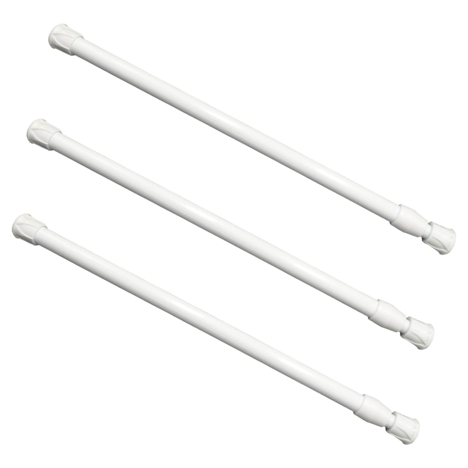 SYEYCW 3 Pcs Extendable Net Curtain Rods, 30-50cm Adjustable Tension Rod, White Extendable Hanging Bar, Spring Loaded Tension Rods, Drying Support Rods, for Windows, Bookshelf, Wardrobe, Cupboard