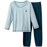 Umeyda Kids Boys Soft Modal Pajama Set Cozy Long Sleeve Sleepwear Nightwear 2 Pcs Pj Set, 4-14 Years