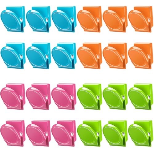 VICNOVA Magnetic Clips, 24 Pieces Magnetic Metal Chip Clips Fridge Magnets Refrigerator Whiteboard Locker Magnets Heavy Duty Clip Classroom Organization Teacher Must Haves School Supplies Accessories
