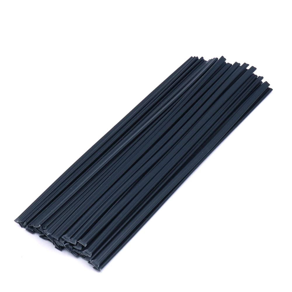 ANCLLO 50Pcs Plastic Welding Rods for PP Bumper Kayak Repairs, Flat Ribbon - Black