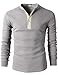 H2H Men's Henley Shirt Long Sleeve Slim Fit Plain Button Cotton Casual Shirts Gray US M/Asia L (CMTTL045)