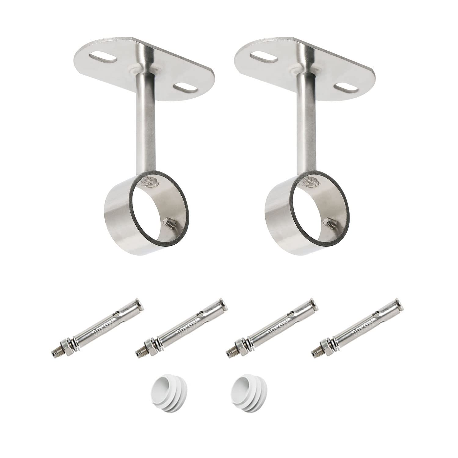 Ohamtes 2Pcs ID32mm(1-1/4"), L100mm, clothes rail mounting bracket, shower curtain closet tie rod support frame, curtain rod flange socket, suitable for ceiling or wall mounting