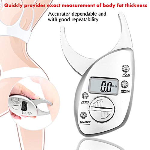 Body Fat Caliper, Digital Body fat Caliper Electronic Handheld Body Fat Measurement Device Measuring Tool Skinfold LCD Display Tester Analyzer(Battery Included) - Thumbnail 4