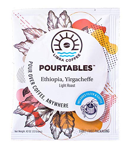 Pourtables by Libra Coffee, Portable Pour-Over, Coffee & Brewer All-In-One (10 Count) Home, Travel,
