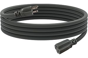 EP 10 Ft Outdoor Extension Cord, 12/3 SJTW Heavy Duty Extension Cable with 3 Prong Grounded Plug, 15 AMP Power Cord for Lawn,
