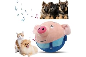 HISKI Active Moving Pet Plush Toy, 2024 Interactive Dog Toys Talking Moving Dog Ball Toy Washable Cartoon Pig Plush Sound Electronic Herding Ball for Dogs Shake Bounce Boredom Toys for Dog, Cats