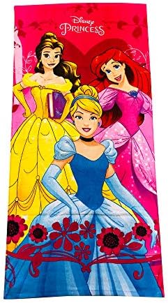 Wonder WomanKOMARKIDS Girls Snow White, Bella and Ariel Flower Design Pink Towel