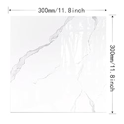 10-Pack Peel and Stick Wave White Marble Tiles