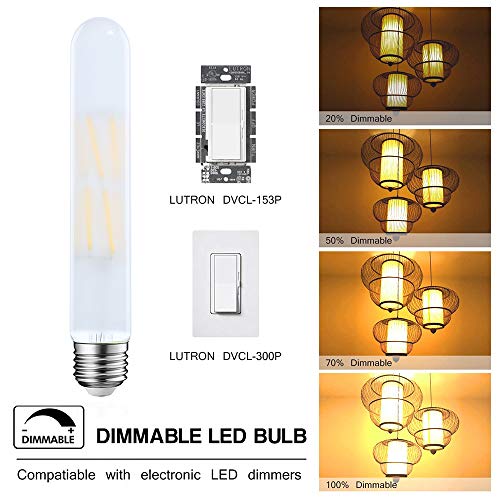 LEOOLS 12W Led Edison Tubular Frosted Bulb T10,E26 Dimmable Vintage Led Filament 100 Watt Incandescent Bulb Equivalent 3000K Soft White,Frosted Glass Shape Appliance Light Bulbs,3 Pack.