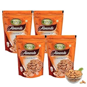VSD 100% Natural California Almonds/Badam Dryfruit 1kg (250gx4) Pack