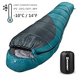Bessport Mummy Sleeping Bag Winter 14 Degree F – Lightweight Sleeping Bag 4 Season for Big and Tall Adults- Warm and Washable for Camping, Backpacking