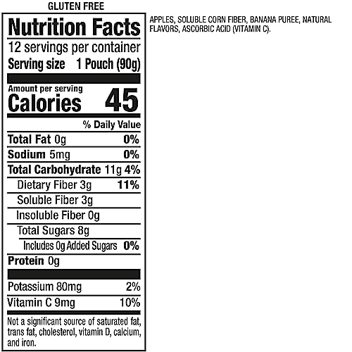 MOTT’S MIGHTY PINEAPPLE BANANA APPLESAUCE, 3.2 OZ CLEAR POUCHES, 48 COUNT (4 PACKS OF 12), NO SUGAR ADDED, GOOD SOURCE OF FIBER, SUPPORTS A HEALTHY DIGESTIVE SYSTEM, GLUTEN-FREE, KOSHER