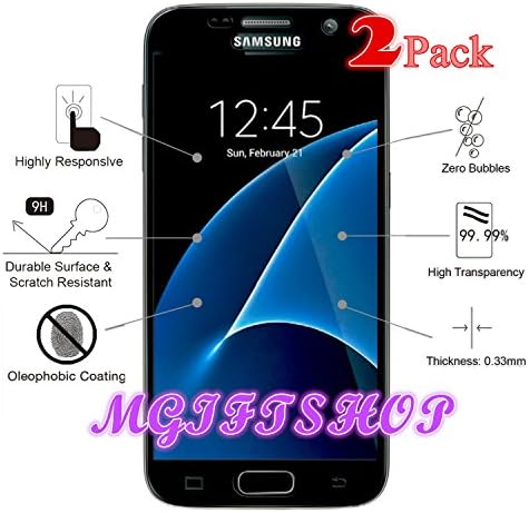 [2-Pack] Galaxy S7 Screen Protector Glass (Full Screen Coverage), MGIFTSHOP Bubble Free Samsung Galaxy S7 Tempered Glass Screen Protector (Black 2-Pack)