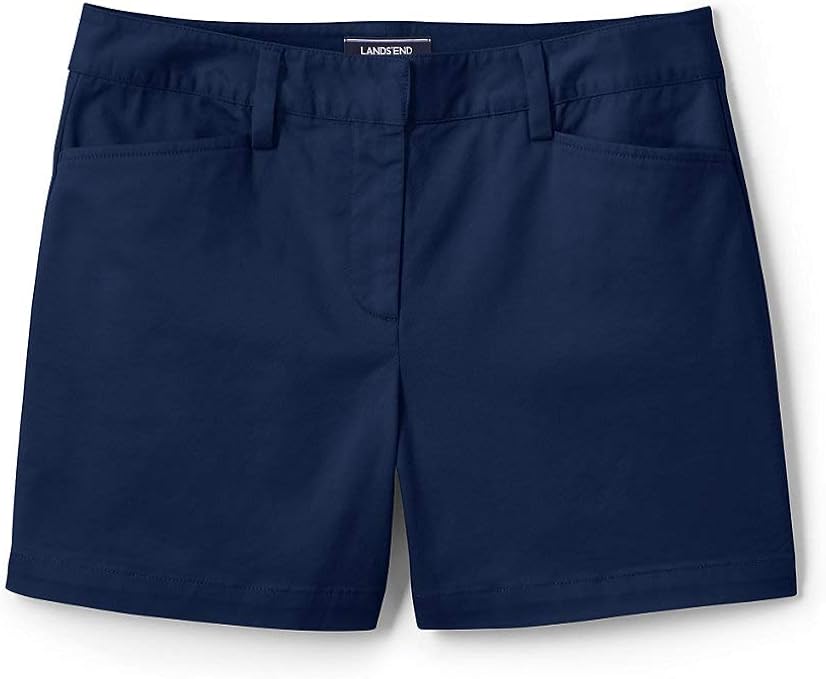 Lands' End Women's Mid Rise 5" Chino Shorts, 8, Deep Sea