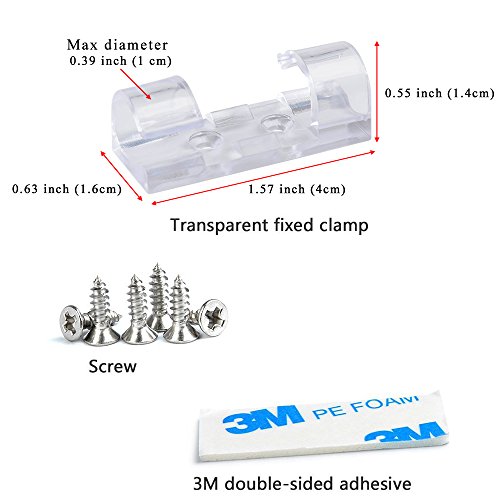 Cable Clips Self-Adhesive INNKER 32Pack Heavy Duty Cable Clips Wall Desktop Cable Clips Adhesive Cable Cord Management Wire Holders Wire Organizer Management System Transparent Screws Provided - Thumbnail 5